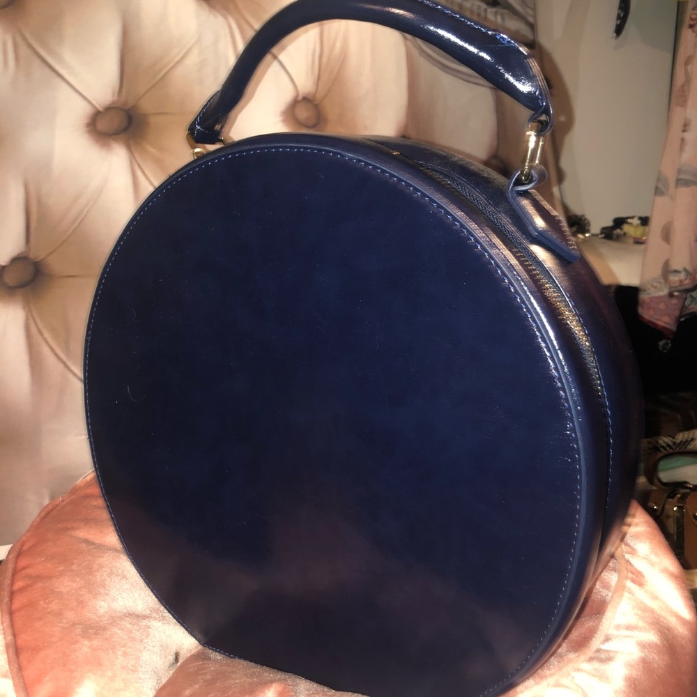 LAST 🔥Classic Blue Hat Box Leather Satchel - Picture 4 of 7